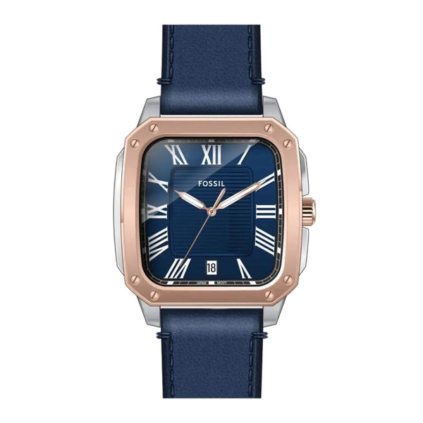 Fossil Crosby Quartz Blue Dial Rose Gold & Stainless Steel Watch (FS6149)