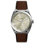 Fossil Everett FS6071 front view of champagne sunray dial and steel case