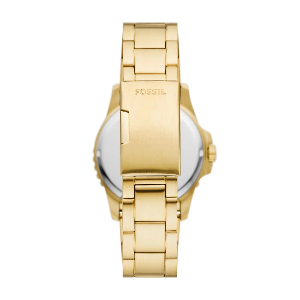 Fossil Blue Dive Quartz Green Dial Date Gold-Tone Stainless Steel Diver's Watch (FS6030)
