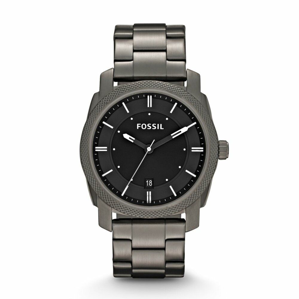 Fossil Machine Smoke Quartz Black Dial Grey Stainless Steel Watch (FS4774)