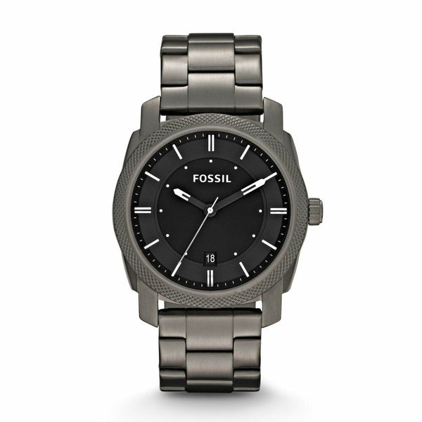 Fossil Machine Smoke Quartz Black Dial Grey Stainless Steel Watch (FS4774)