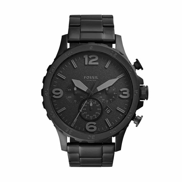 Fossil Nate Chronograph Quartz Black Stainless Steel Watch (JR1401)