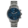 Fossil Neutra Chronograph FS6111 gunmetal stainless steel watch with blue dial and Roman numerals