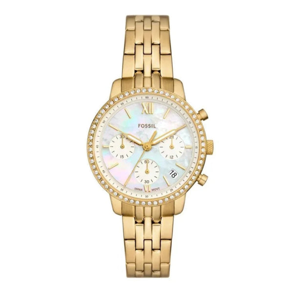 Fossil Neutra Chronograph Quartz Mother-of-Pearl Dial Gold-Tone Stainless Steel Watch (ES5358)