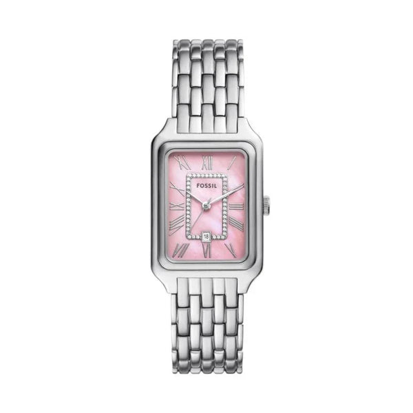 Fossil Raquel Quartz Pink Mother-of-Pearl Dial Stainless Steel Women's Watch (ES5401)