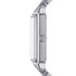 Rectangular 26mm stainless steel case of the Fossil Raquel viewed from the front