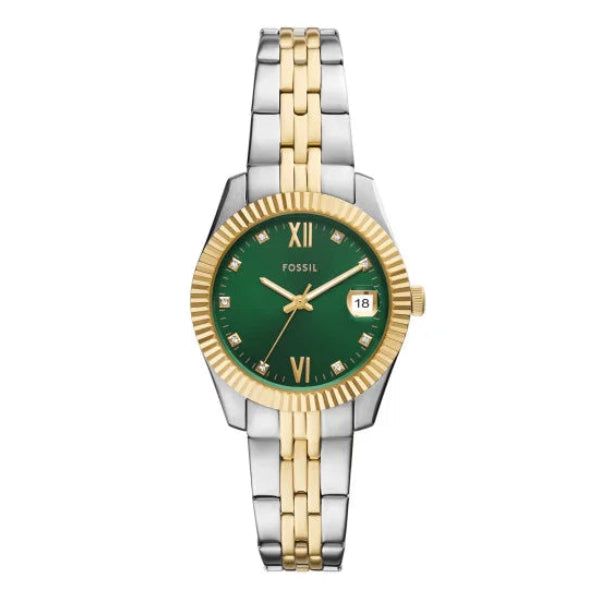 Fossil Scarlette Quartz Green Dial Two-Tone Stainless Steel Watch (ES5388)