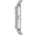 Rectangular 23mm stainless steel case with date window at 6 o'clock
