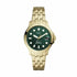 Fossil FB-01 Sport ES4746 quartz watch with green sunray dial and gold-tone stainless steel bracelet, 36mm case with unidirectional bezel