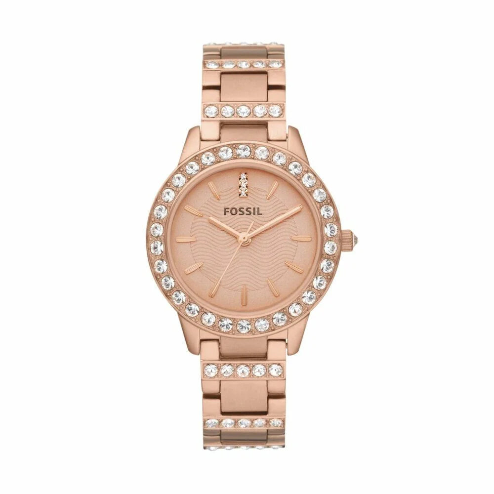 Fossil Jesse Quartz Rose Gold Crystal-Set Stainless Steel Watch 34mm (ES3020)