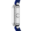 Fossil Raquel Quartz Rectangular Silver Dial Blue Velvet Strap Watch (ES5436)