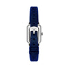 Fossil Raquel Quartz Rectangular Silver Dial Blue Velvet Strap Watch (ES5436)