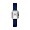 Fossil Raquel Quartz Rectangular Silver Dial Blue Velvet Strap Watch (ES5436)