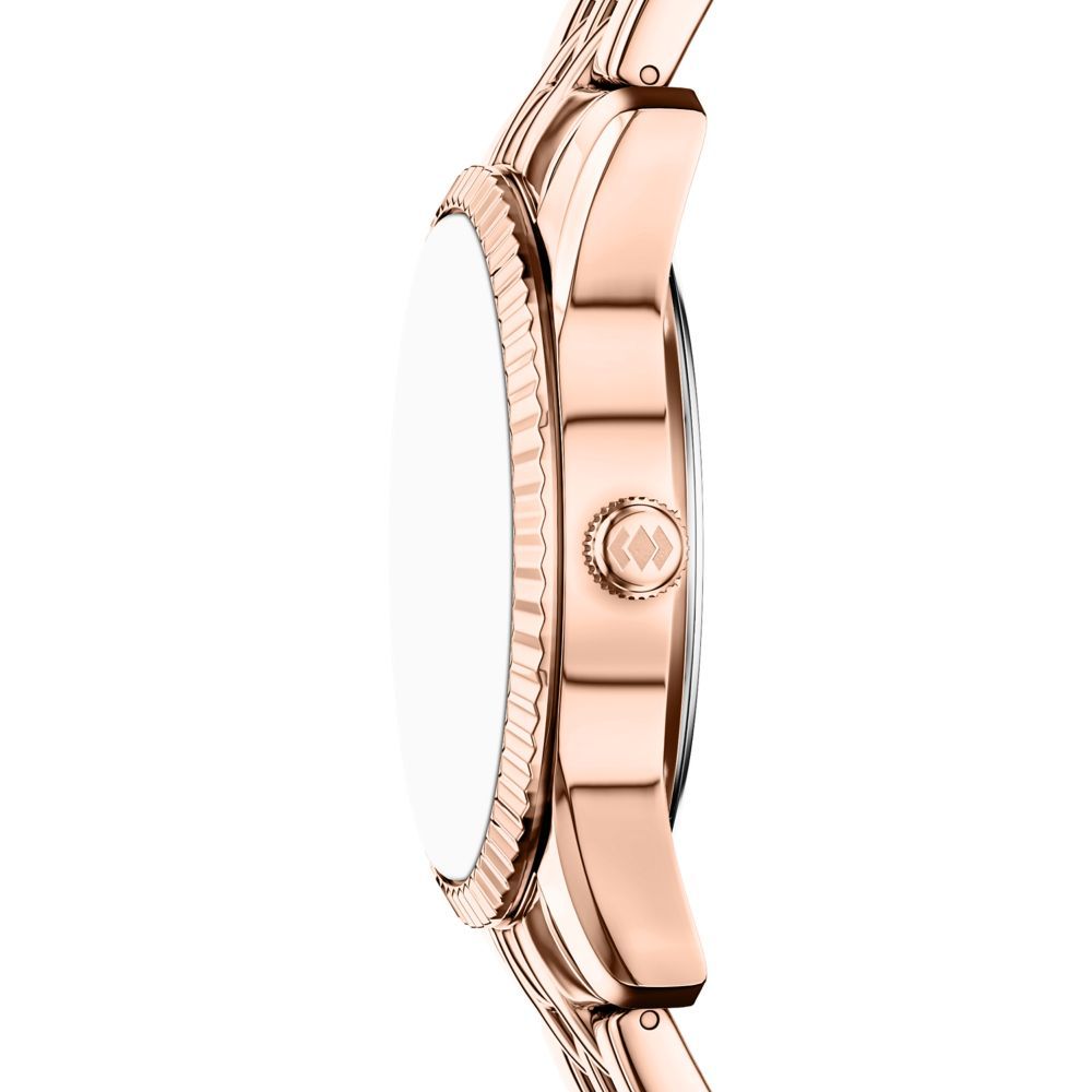 Fossil Scarlette Quartz Day-Date Grey Dial Rose Gold-Tone Stainless Steel Watch (ES5459)