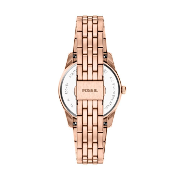 Fossil Scarlette Quartz Day-Date Grey Dial Rose Gold-Tone Stainless Steel Watch (ES5459)
