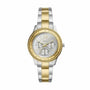 Fossil Stella Sport ES5107 quartz multifunction two-tone stainless steel watch with crystal bezel and silver dial