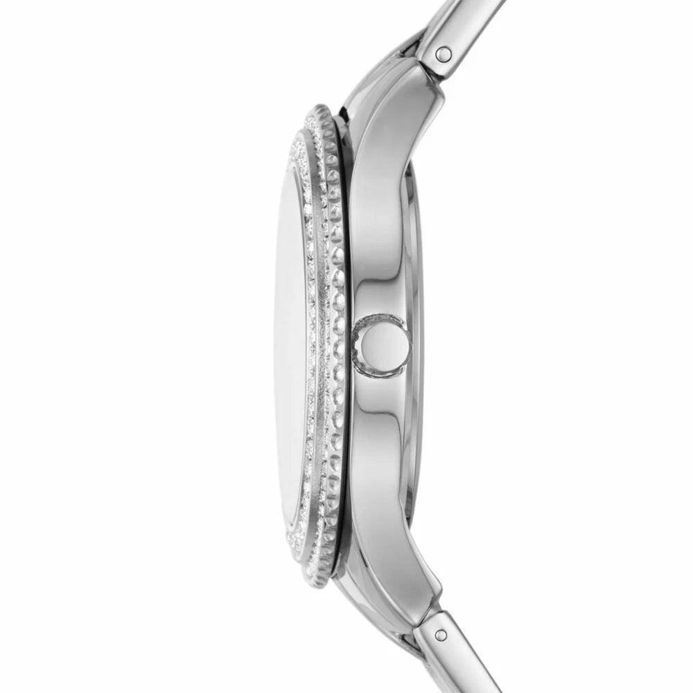 Fossil Stella Quartz Three-Hand Date White Mother-of-Pearl Dial Stainless Steel Watch (ES5130) - Cassim & Co South Africa