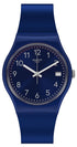 Swatch SILVER IN BLUE GN416 watch with blue dial and silicone strap