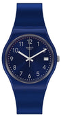 Swatch SILVER IN BLUE GN416 watch with blue dial and silicone strap
