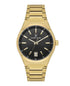 Daniel Klein DK114061-5 quartz watch with black dial and gold-tone integrated stainless steel bracelet on white background