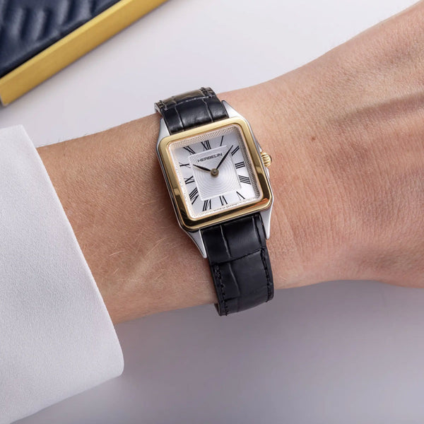 Michel Herbelin Luna Quartz Bicolour Steel Black Leather Women’s Watch - Cassim & Co South Africa