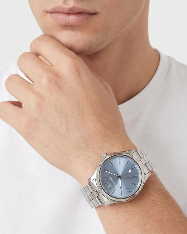Emporio Armani Dario Quartz Blue Dial Stainless Steel Watch (AR11748)