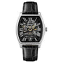 Ingersoll California I14202 automatic skeleton dial watch with tonneau stainless steel case and black leather strap