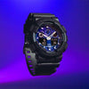 Casio G-Shock GA-100FL-1A Quartz Chronograph Blue Dial Black Resin Watch (GA-100FL-1ADR)