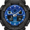 Casio G-Shock GA-100FL-1A Quartz Chronograph Blue Dial Black Resin Watch (GA-100FL-1ADR)