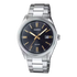Casio MTP-1302D-1A2VDF quartz watch with blue sunray dial, gold-tone indices, coin-edge bezel, and stainless steel three-link bracelet
