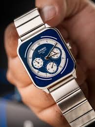 Casio MTP-M307D-2B Quartz Chronograph Blue Dial Stainless Steel Watch (34mm)