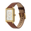 Fossil Raquel Quartz Date White Mother-of-Pearl Dial Gold-Tone Stainless Steel Rectangular Watch (ES5307)