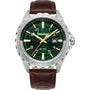 Timberland Day Pond TDWGB0055801 quartz watch with embossed green dial 45mm stainless steel case brown leather strap