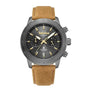 Timberland Raynham grey sunray dial chronograph with gold-tone baton indexes and leather strap