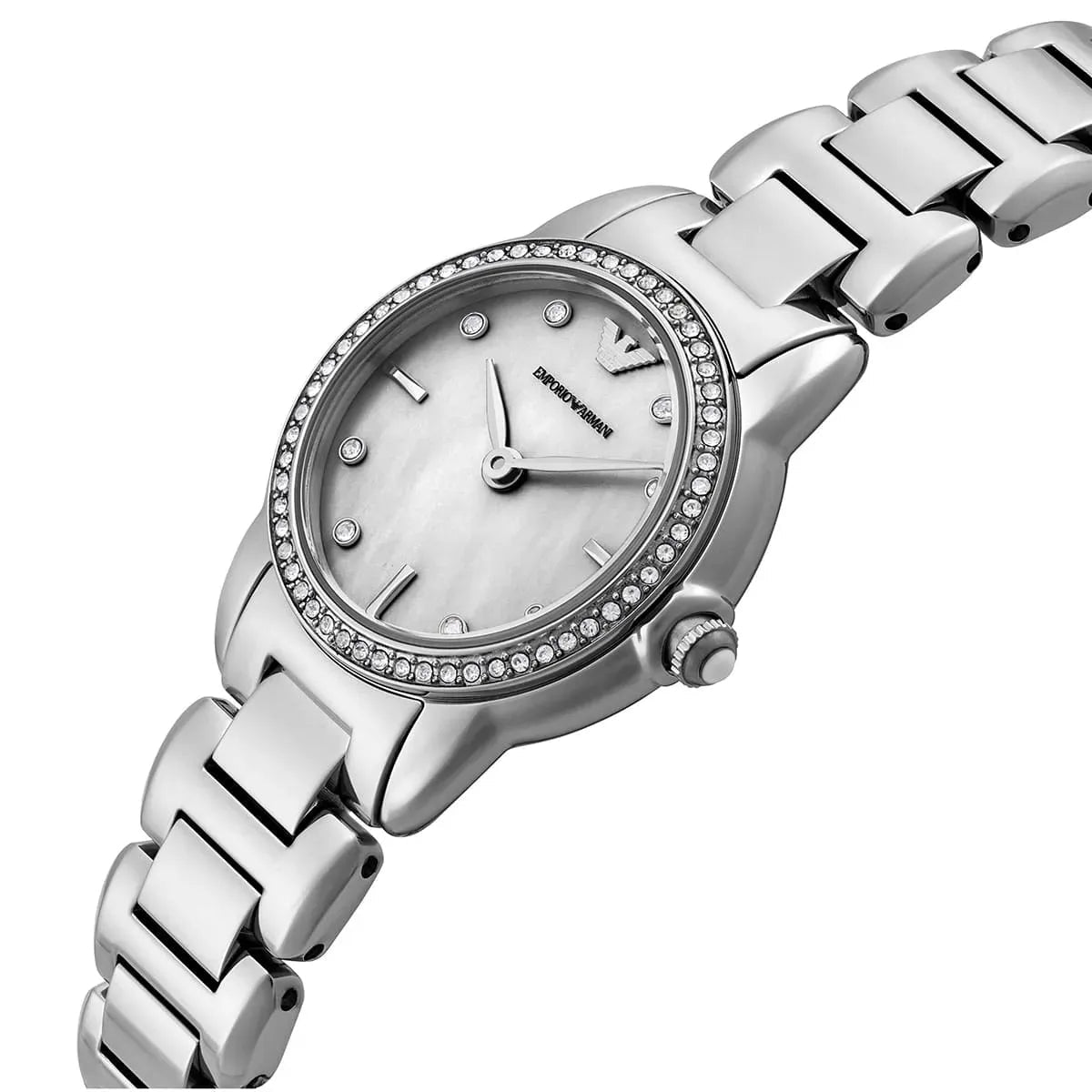 Emporio Armani AR11669 Quartz Mother-of-Pearl Crystal Bezel Stainless Steel Ladies Watch (AR11669)