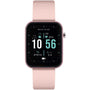 Reflex Active Series 13 smartwatch in blush pink with square touchscreen display showing fitness metrics and silicone strap
