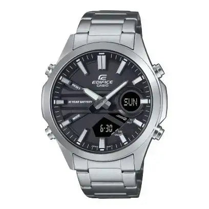 Casio Edifice EFV-C120D-1ADF quartz analog-digital chronograph watch with black dial and stainless steel bracelet