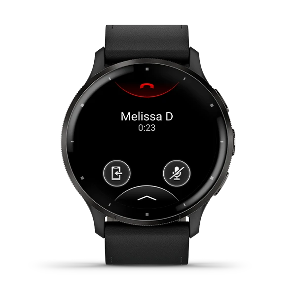 Garmin Venu® 3 Slate stainless steel bezel with black case and black leather band 010-02784-52