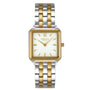 Obaku Graf Butter V309LXFWSF two-tone square quartz watch with white dial and gold-tone hands on integrated stainless steel bracelet