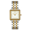 Obaku Graf Butter V309LXFWSF two-tone square quartz watch with white dial and gold-tone hands on integrated stainless steel bracelet