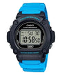Casio W-219H-2A2VDF digital quartz watch with blue resin strap, black resin case, alarm chronograph and 50-metre water resistance
