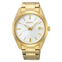 Seiko Dress SUR314P1 gold-tone stainless steel watch with white dial and date display at 3 o'clock
