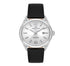 Daniel Klein Arcadia DK113692-5 quartz watch with white dial, applied indices, date display at 3 o'clock, polished stainless steel case and black leather strap