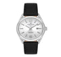 Daniel Klein Arcadia DK113692-5 quartz watch with white dial, applied indices, date display at 3 o'clock, polished stainless steel case and black leather strap