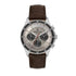 Daniel Klein DK113973-5 Exclusive chronograph watch with silver dial, brown crocodile-embossed leather strap, stainless steel case, and black tachymeter bezel