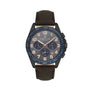 Daniel Klein Exclusive DK.1.13843-5 chronograph watch with grey dial, dark blue bezel, black IP case, and brown leather strap