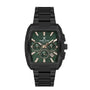 Daniel Klein Exclusive DK.1.13801-4 multifunction chronograph watch with green sunray dial, black ion-plated tonneau case and matching steel bracelet