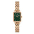 Daniel Klein DK113775-5 women's rose gold quartz watch with rectangular green dial and stainless steel bracelet