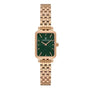 Daniel Klein DK113775-5 women's rose gold quartz watch with rectangular green dial and stainless steel bracelet