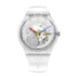 Swatch Clearly New Gent SO29K100-S06 transparent skeleton dial quartz watch with polymer case and bracelet front view